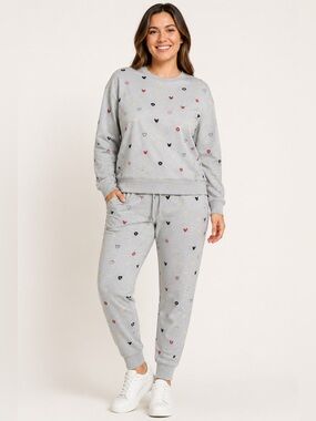 Disney Springs M&M’s Mickey Mouse Sweatshirt Jogger Lounge Set XL Gray 2 Piece